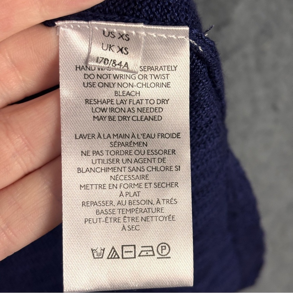 Free People Beach V-Neck Indigo Sleeveless Oversized Knit Sweater Women’s Sz XS - Picture 7 of 9